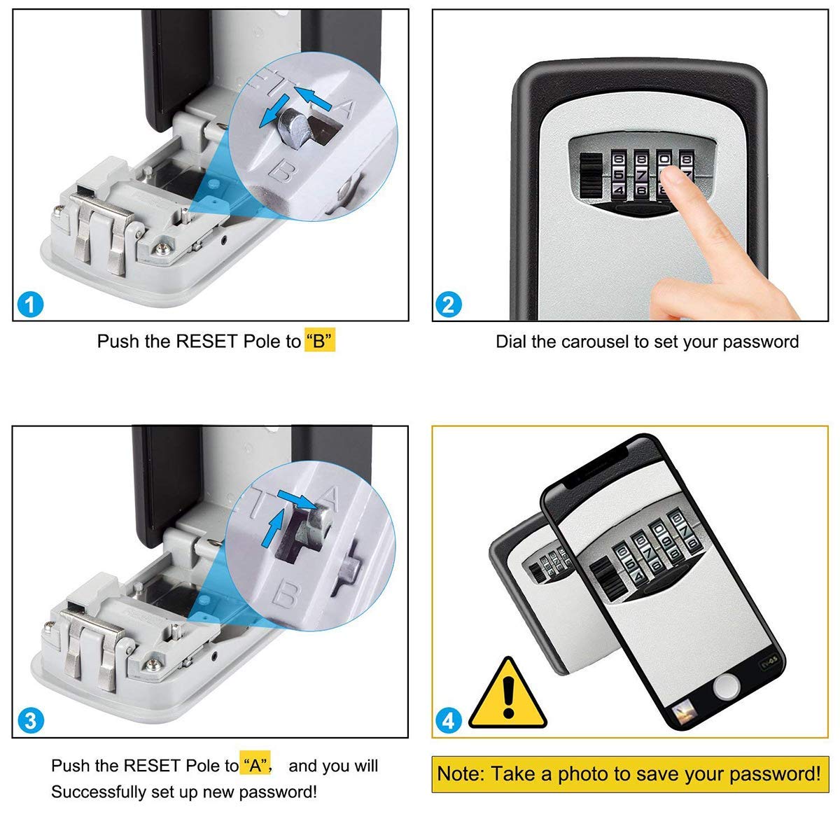 Full Metal Shell Combination Lock Key Box