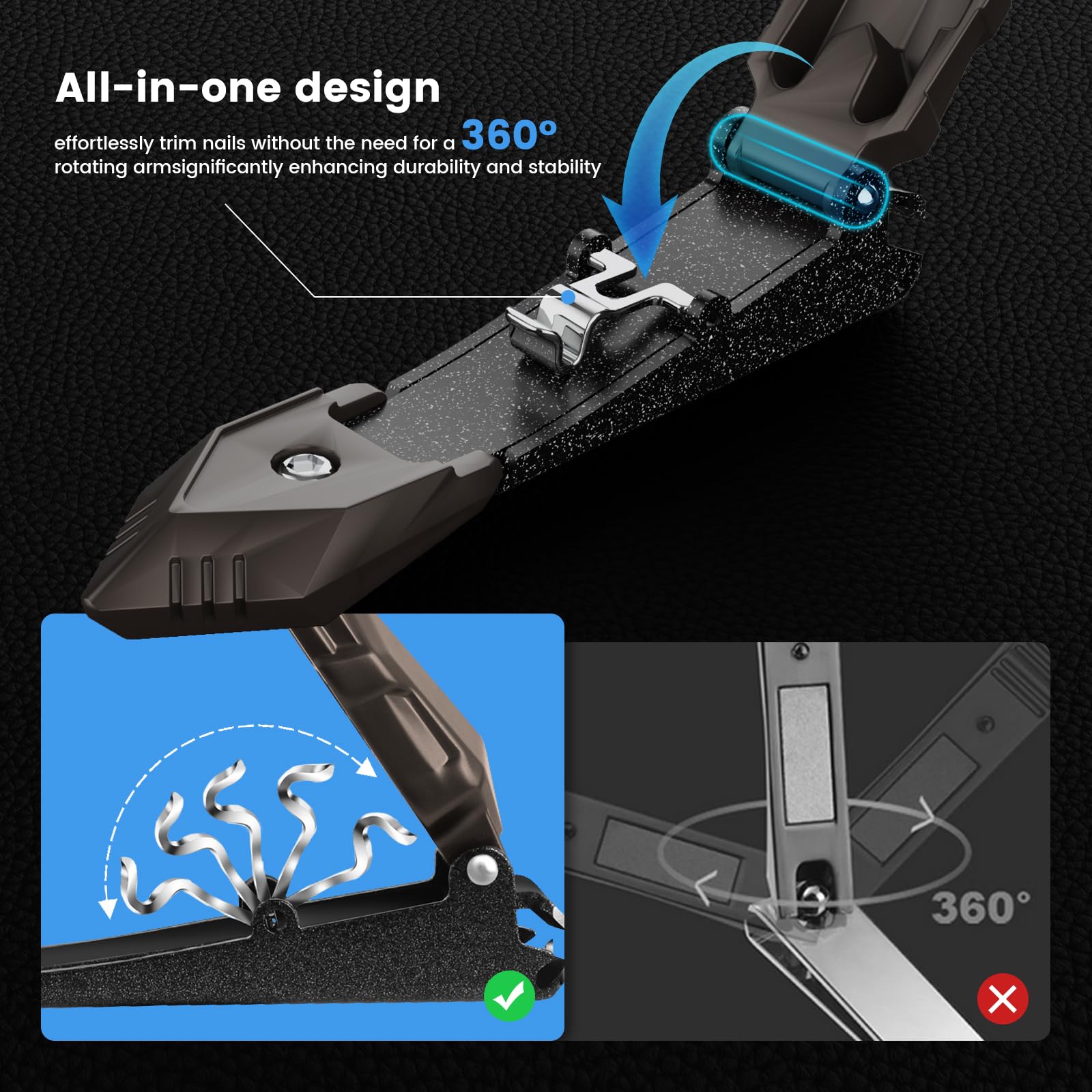 Super Sharp Splash-Proof Self-Retracting Nail Clippers For Thick Nails