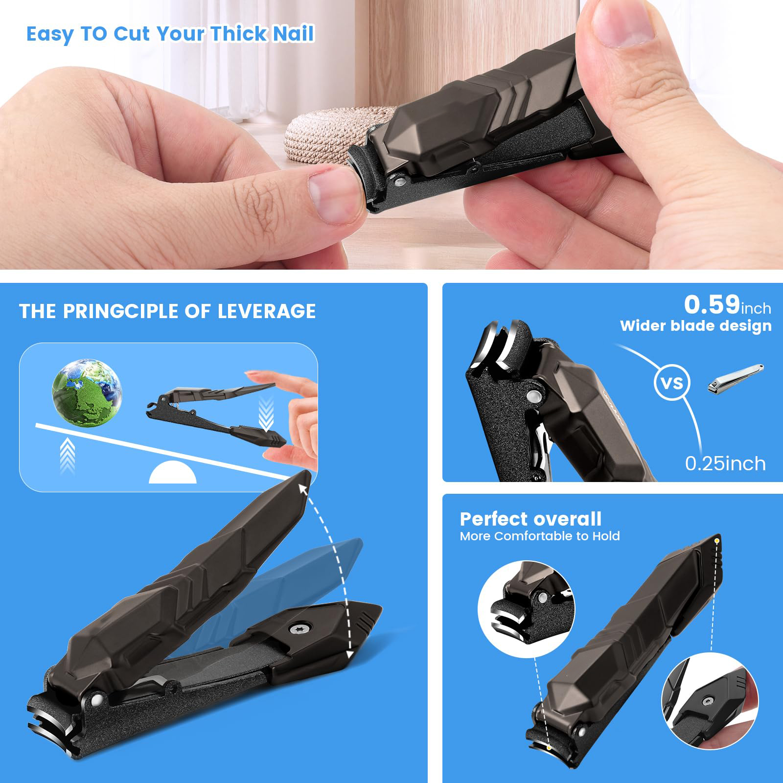 Super Sharp Splash-Proof Self-Retracting Nail Clippers For Thick Nails