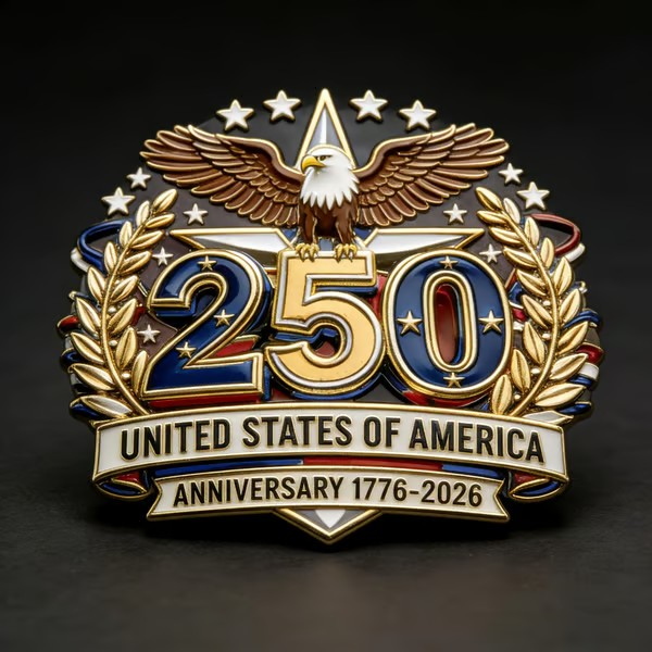 Commemorative 250th Anniversary Eagle Lapel Pin – Patriotic USA Enamel Badge