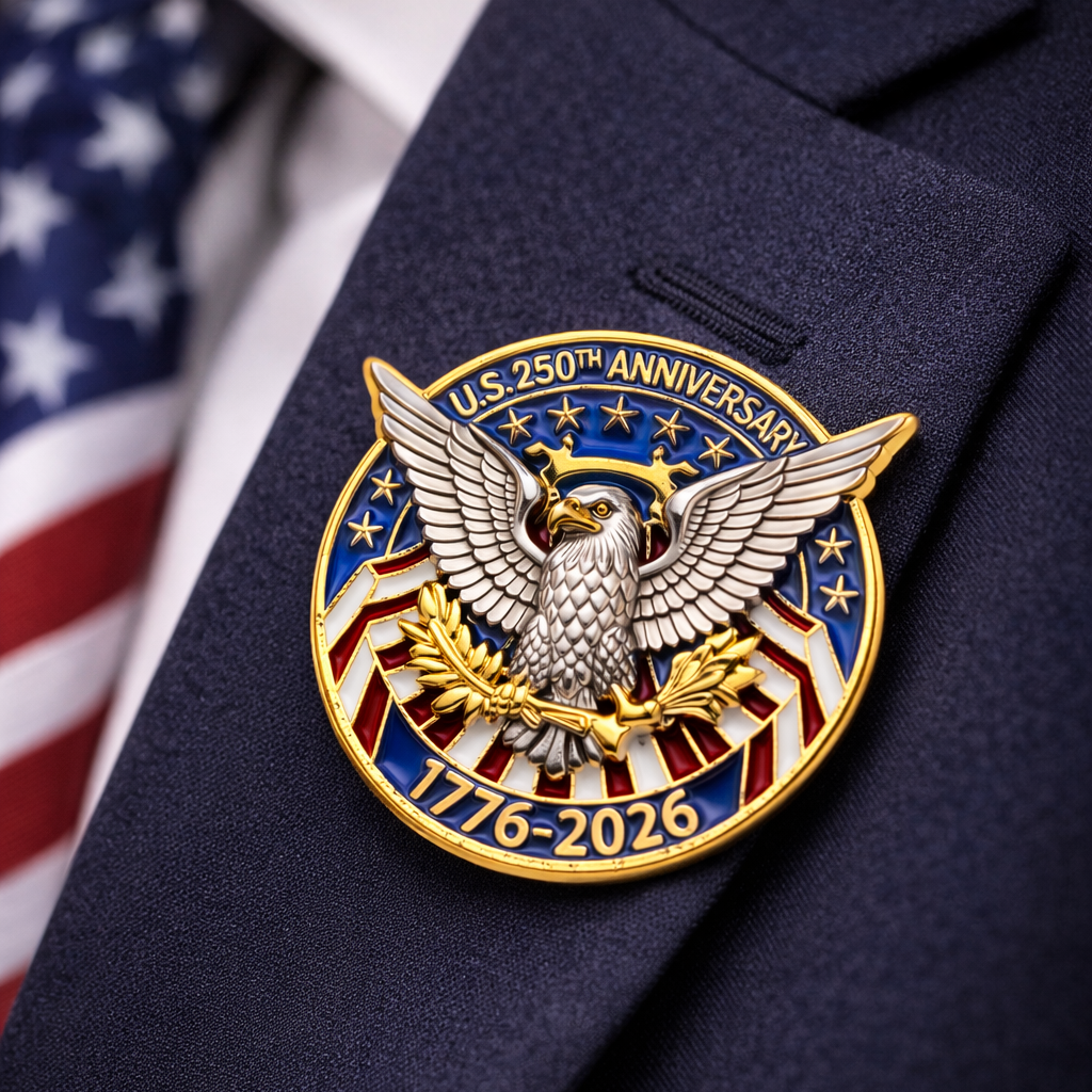 Commemorative 250th Anniversary Eagle Lapel Pin – Patriotic USA Enamel Badge