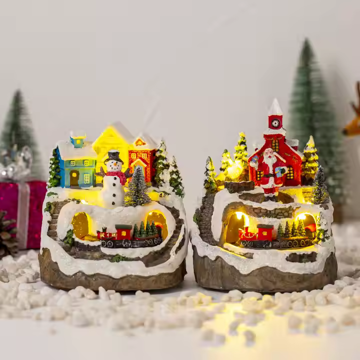 🎅 Christmas Igloo Electric Light Train Music Box Christmas Decorations🎉