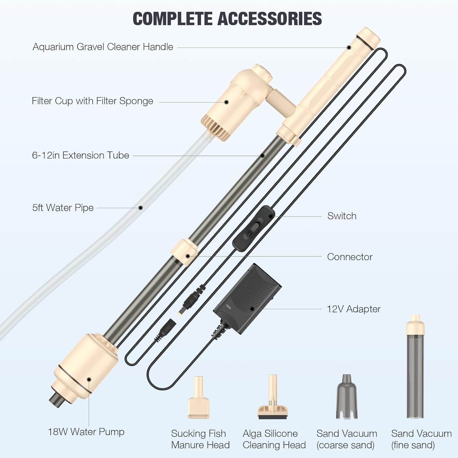 6 in 1 Electric Aquarium Gravel Cleaner