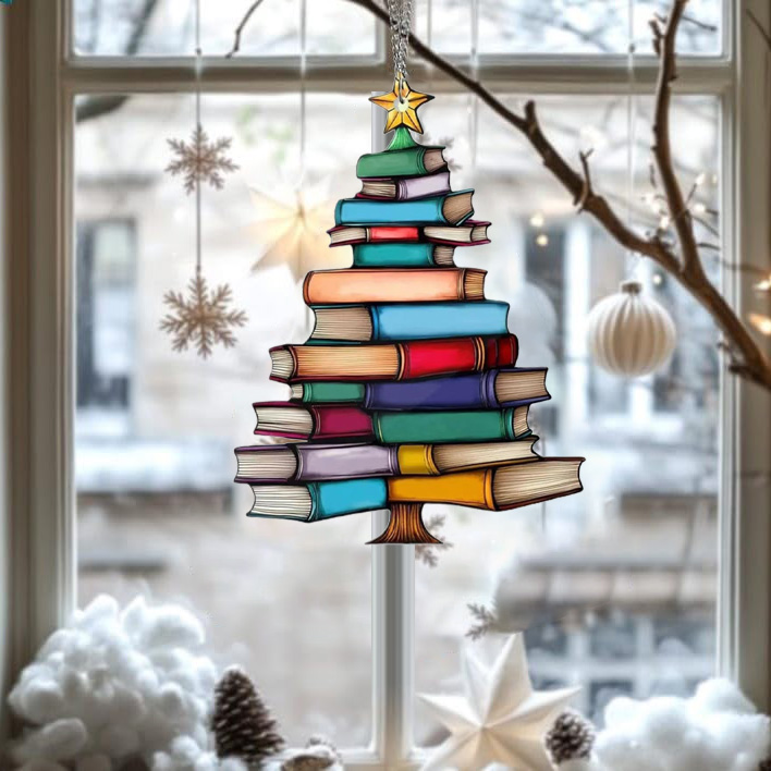 🔥LAST DAY 50% OFF - 🎄📚✨Christmas Book Tree Suncatcher Ornament