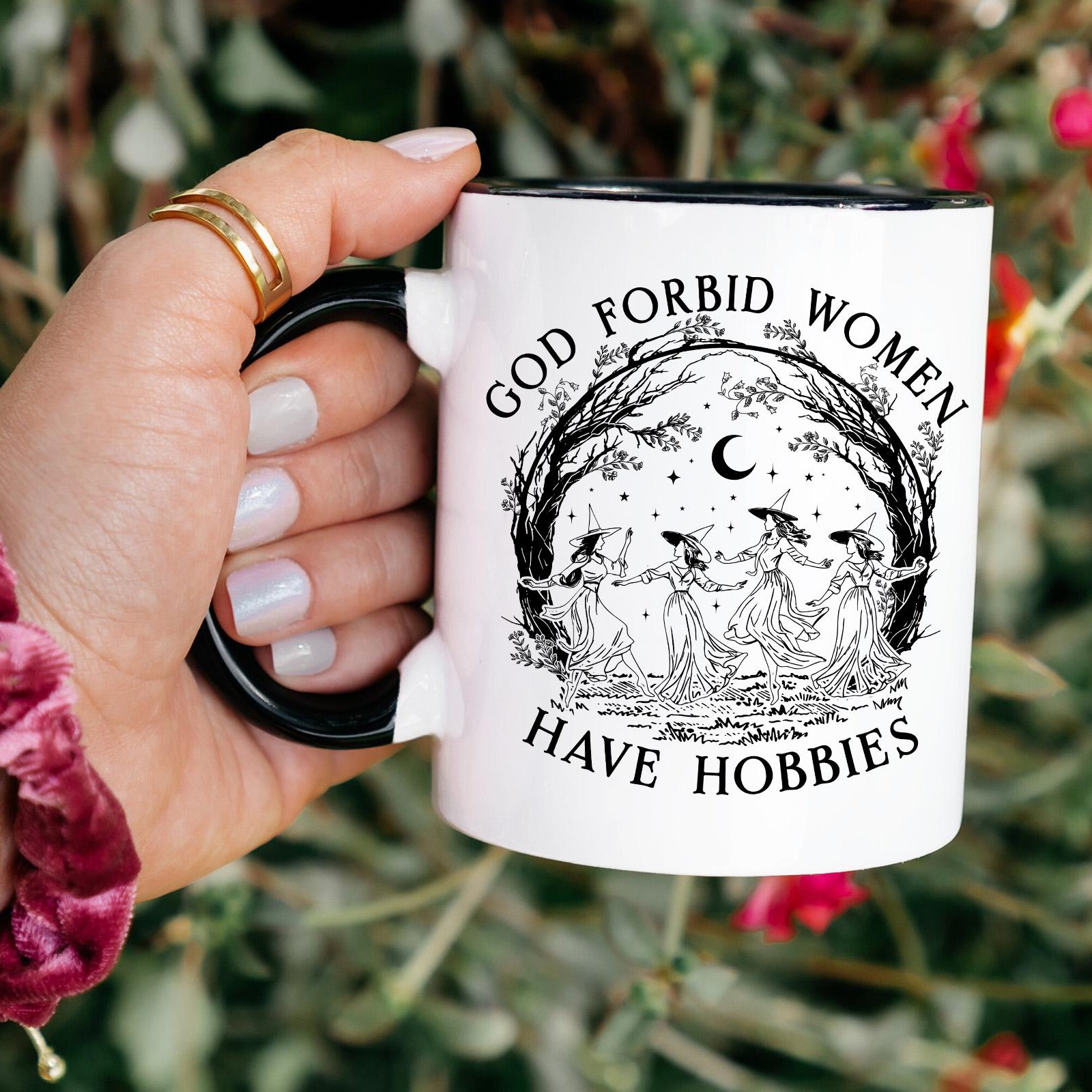 🎀God Forbid Women Have Hobbies Coffee Mug, Feminist Power Gift, Witch Mug 🎁✨
