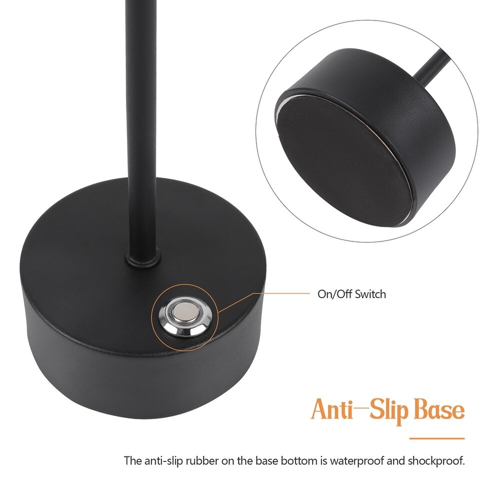 360° Cordless Metal Lamp 3 Color Stepless Dimming Up Nightstand Lamp