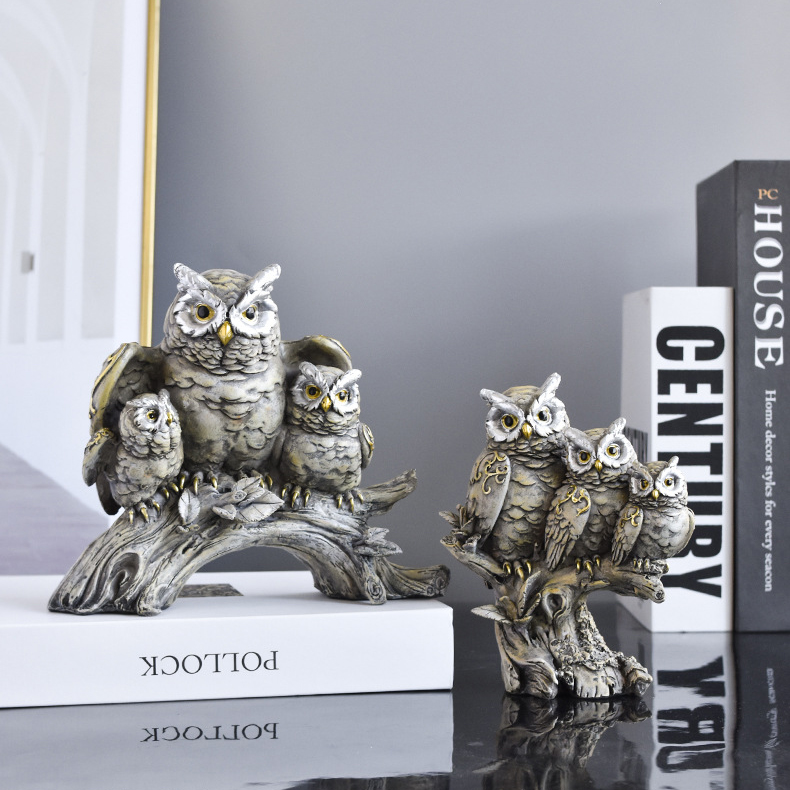Modern Creative Owl Statue Resin Crafts Ornaments