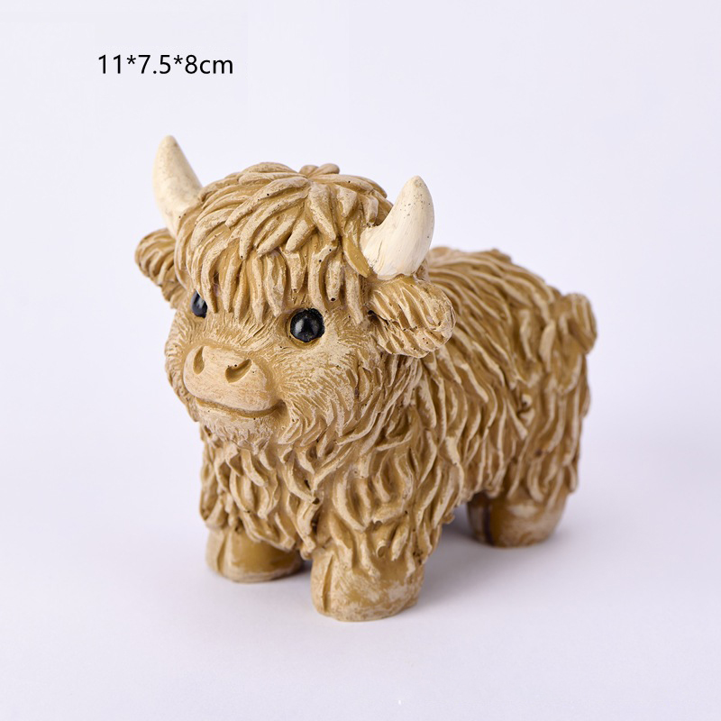 Cute Simulation Highland Cattle Resin Statue