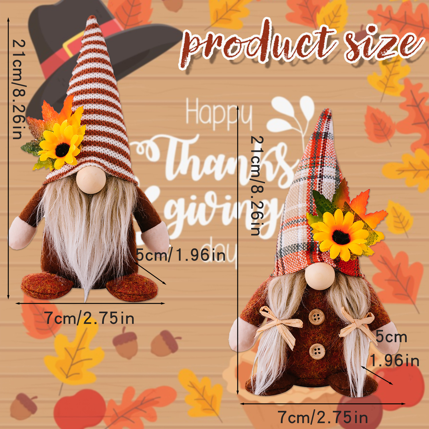 🎃2PCS Fall Decor Gnomes Plush