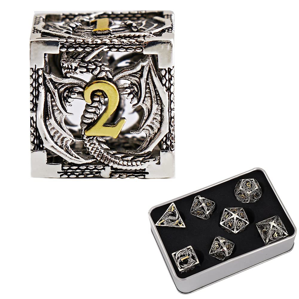 Hollow Metal Dragon Shaped Carving Dice Set