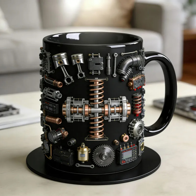 ⚙️Personalized Engine-Part Embossed Mug