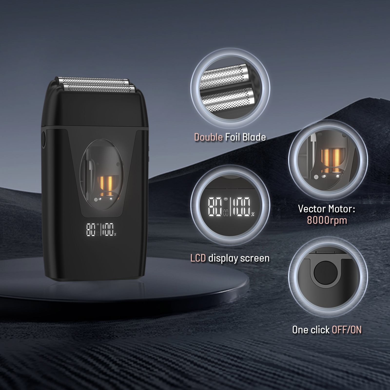 Professional Electric Shaver With Double-Layer Titanium Foil Metal Head