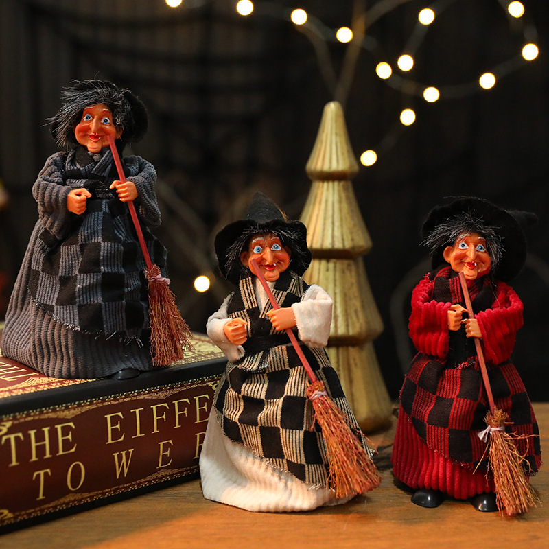 🧙🧹Halloween Hanging Witch Broom Figurine Set of 3