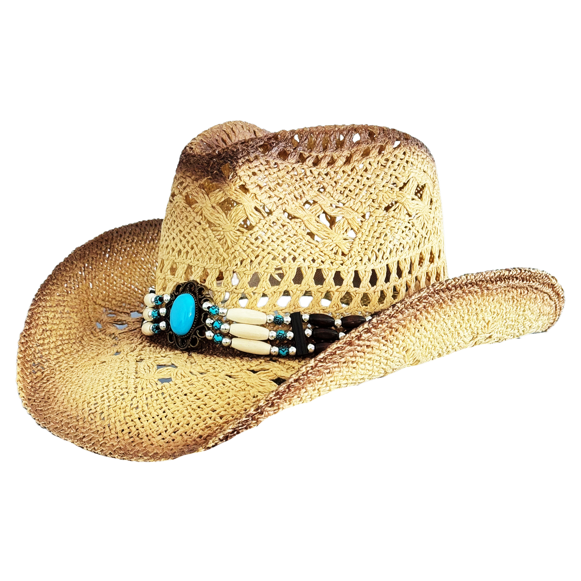  Handmade Turquoise Cowboy Straw Hat