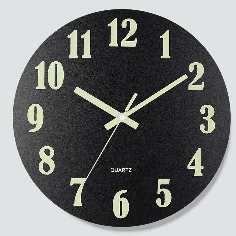 12-Inch Glow-in-the-Dark Sillent Wooden Wall Clock