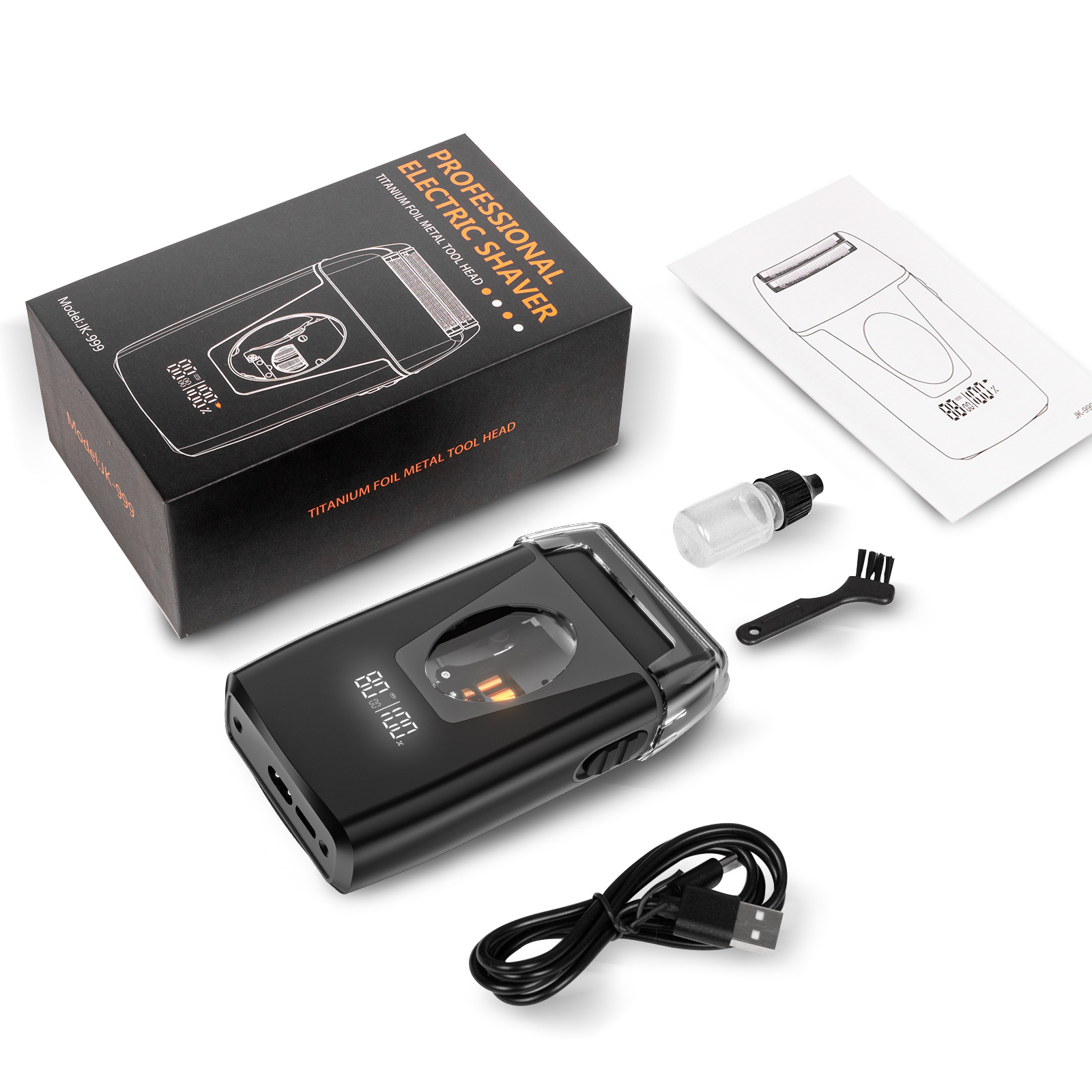 Professional Electric Shaver With Double-Layer Titanium Foil Metal Head