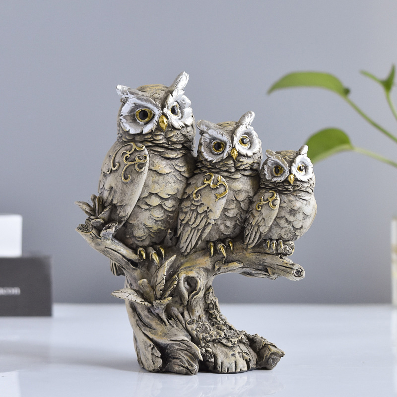 Modern Creative Owl Statue Resin Crafts Ornaments