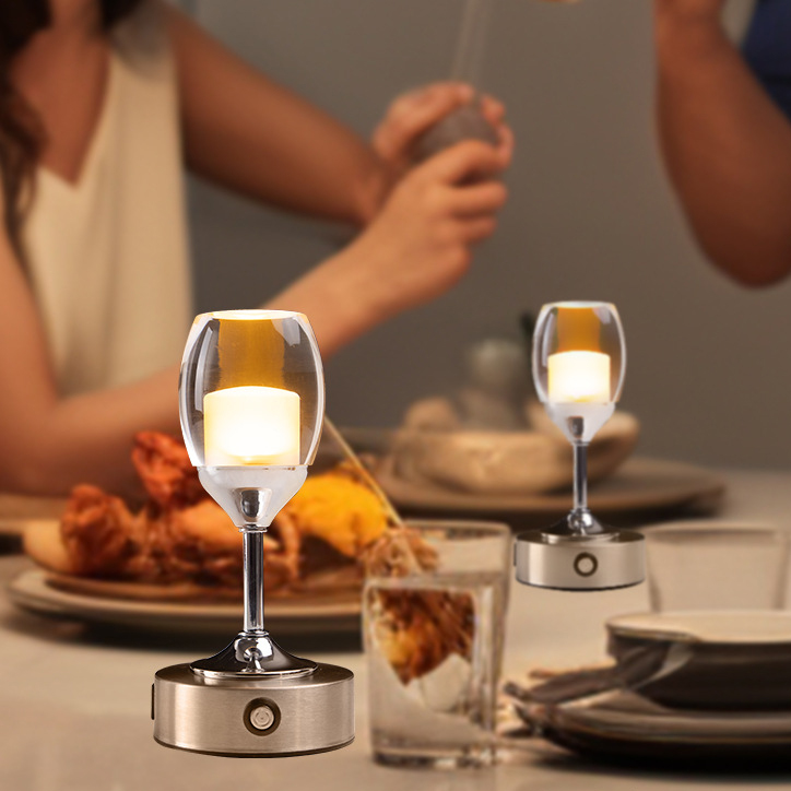 Crystal Red Wine Glass Shaped Wireless Table Lamp