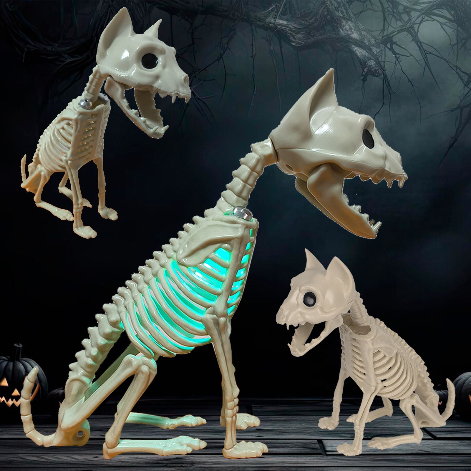 Spooky Halloween Animals Skeleton with Light 