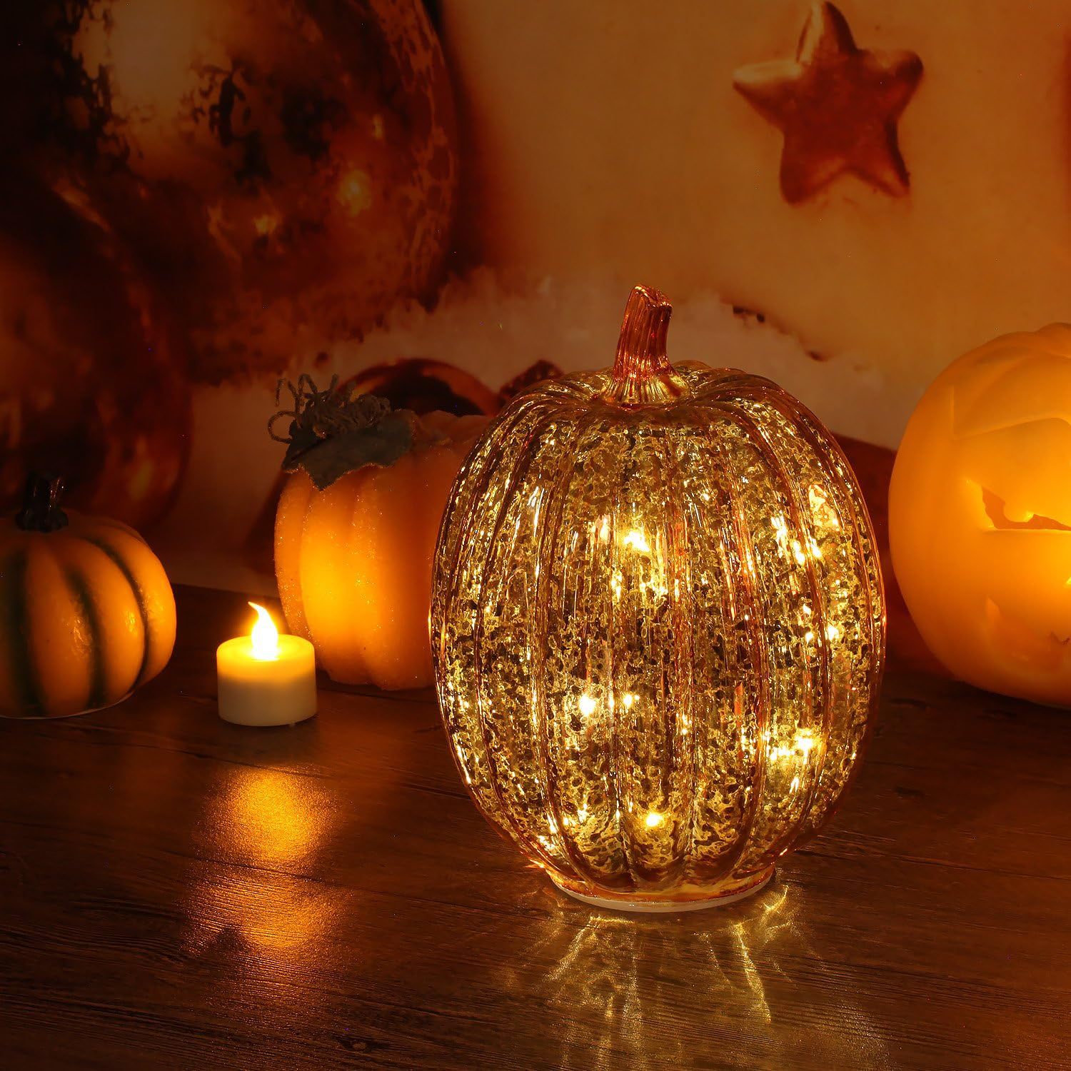 Glass Light-up Pumpkin Decoration Lights for Home