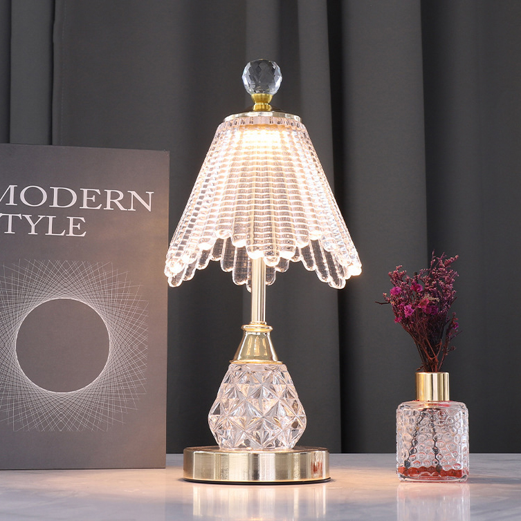 Luxury Crystal Touch Switch Cordless Bedside Lamp