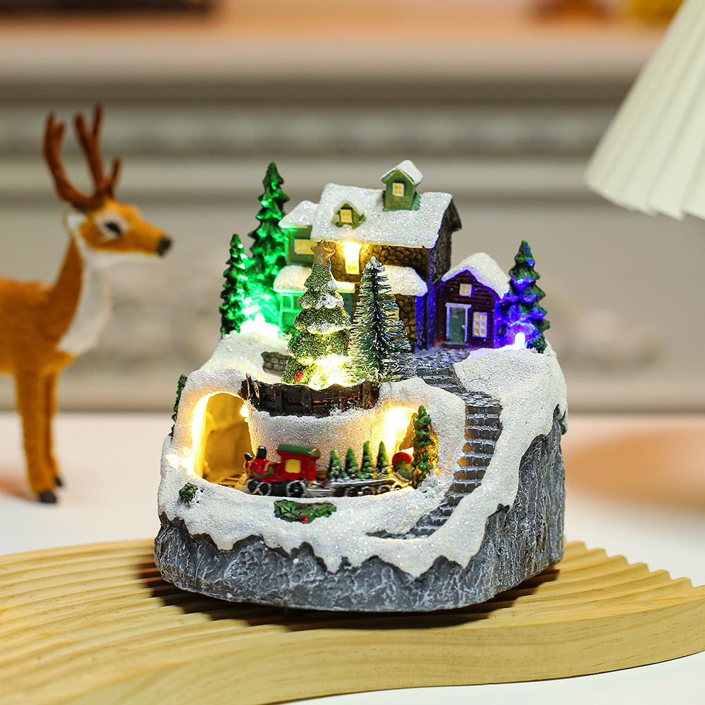 🎅 Christmas Igloo Electric Light Train Music Box Christmas Decorations🎉