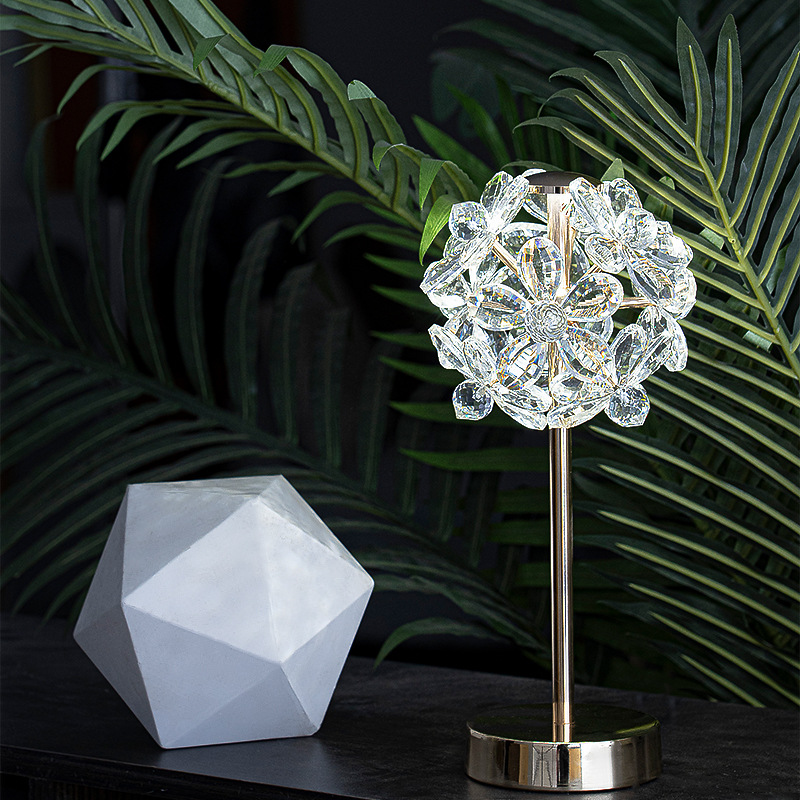 Crystal Flower Luxury Wireless Desk Lamp