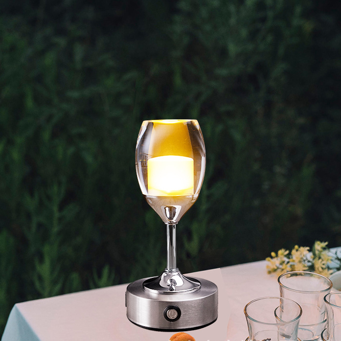 Crystal Red Wine Glass Shaped Wireless Table Lamp