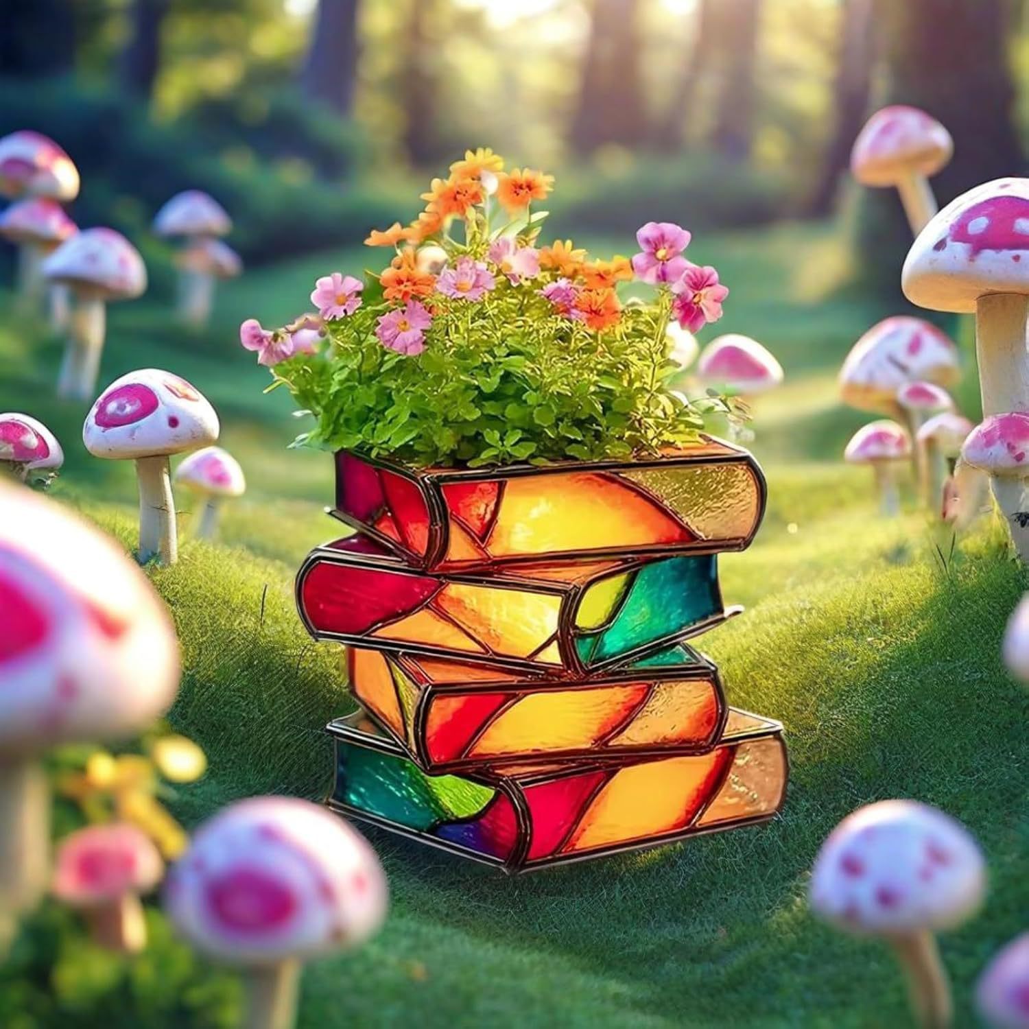 📚 Stacked Books Flower Pot