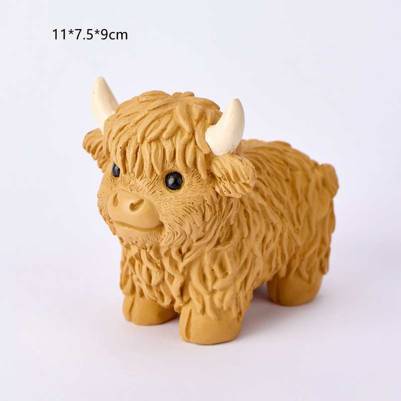 Cute Simulation Highland Cattle Resin Statue