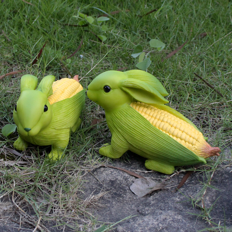 🌽🐰Corn Time Garden Bunny Statue