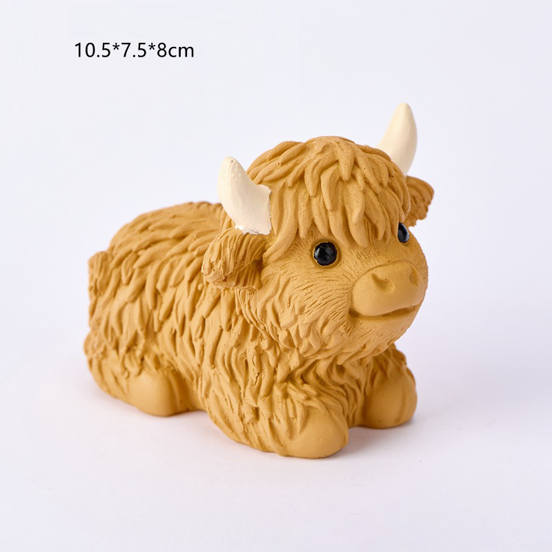 Cute Simulation Highland Cattle Resin Statue