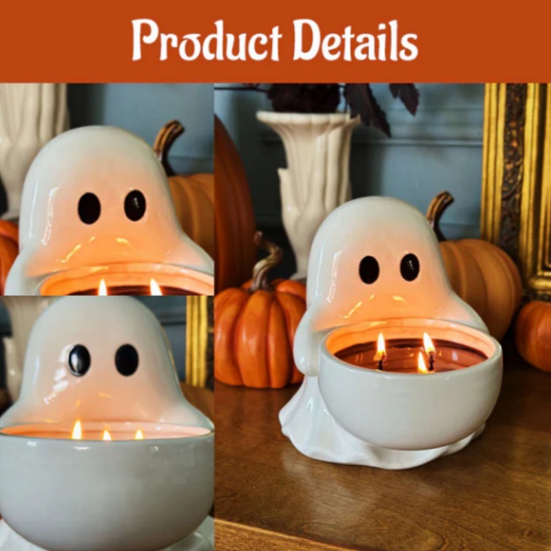 Gute Ceramic Ghost Light Candle Holders,