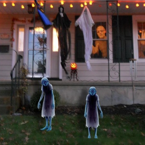 👻16 inch Halloween Haunted Twin Ghost Ground Stakes A pair