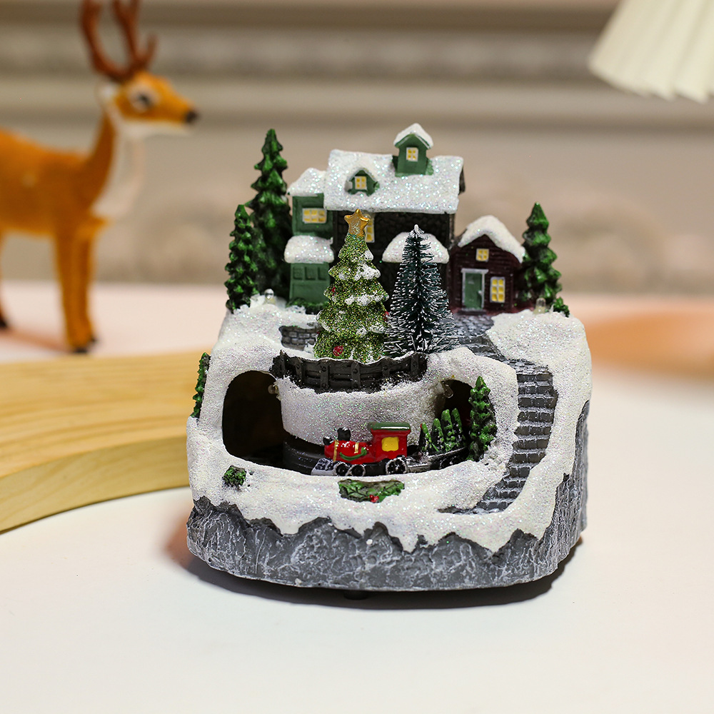 🎅 Christmas Igloo Electric Light Train Music Box Christmas Decorations🎉