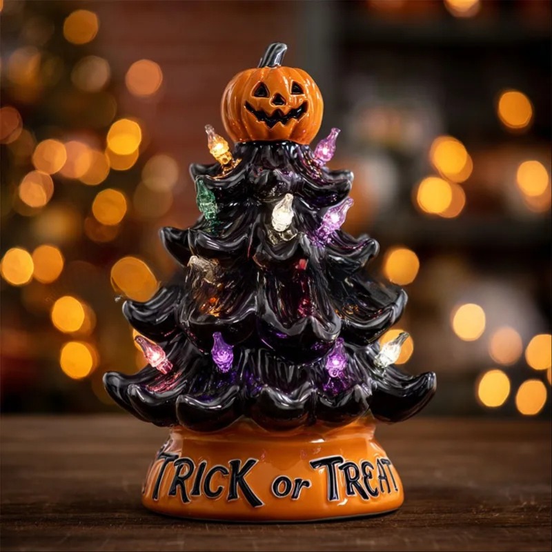 🎃🔥Enchanted Halloween Light-Up Tree Collection – Spooky Tabletop Décor