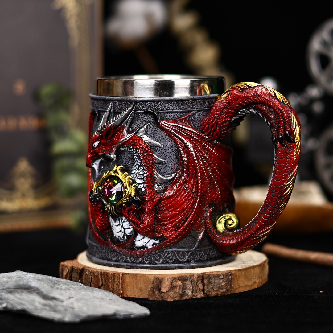Retro Gem Dragon Stainless Steel Mug