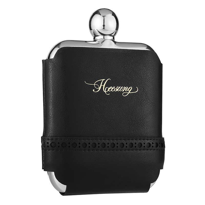 Rectangular Hip Flask With Removable Leather Bag