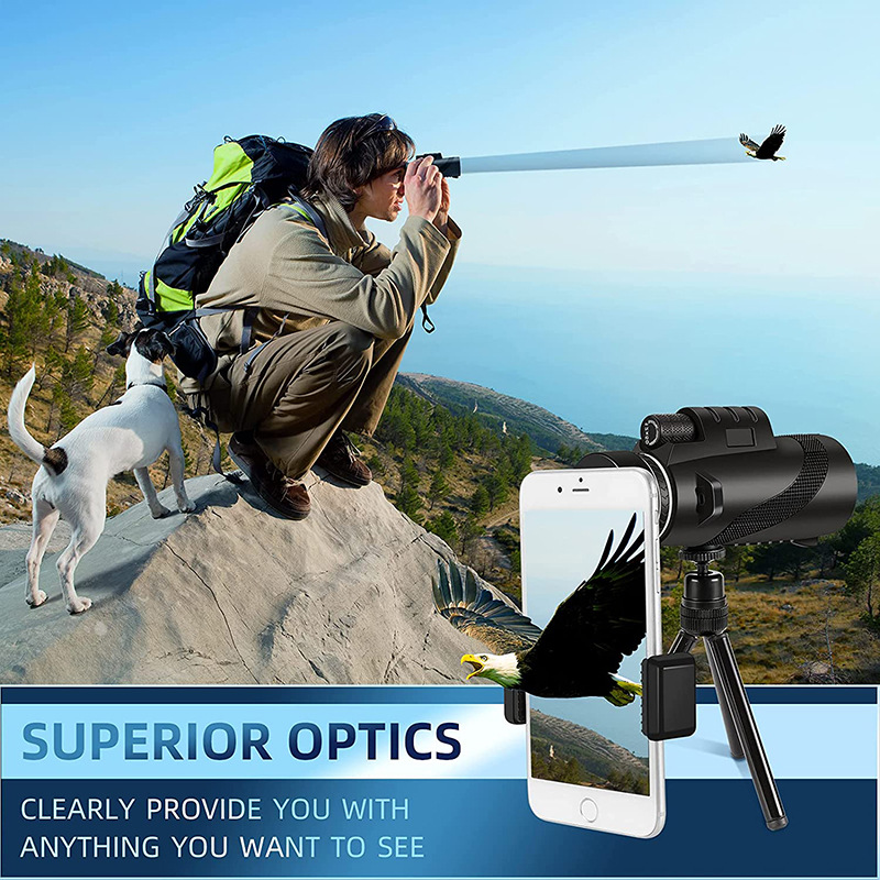 12X50 HD Telescopio Monocular With a phone camera stand