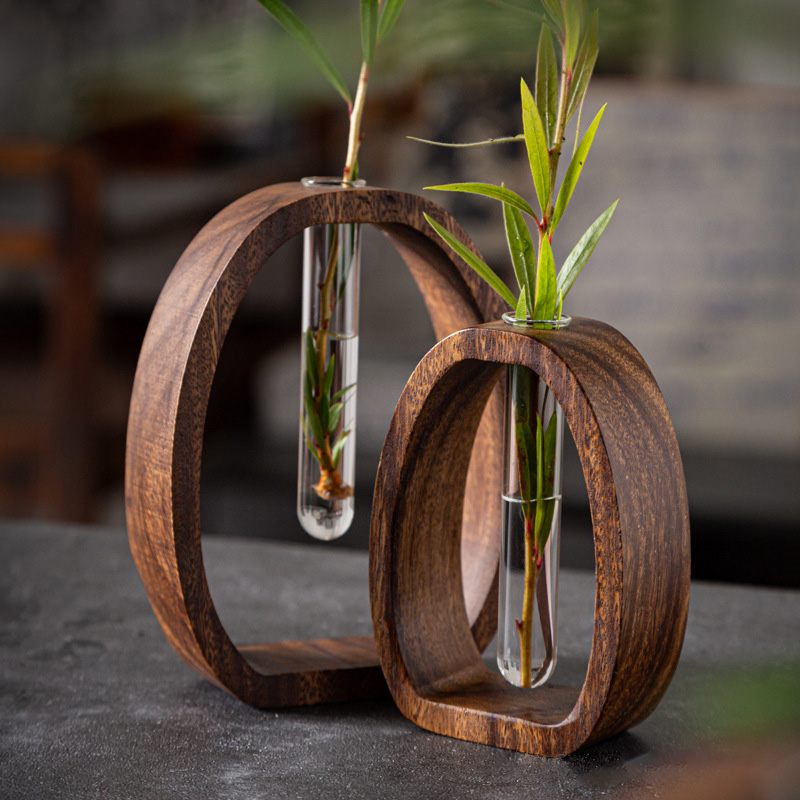 🌿Solid Wood Glass Vase