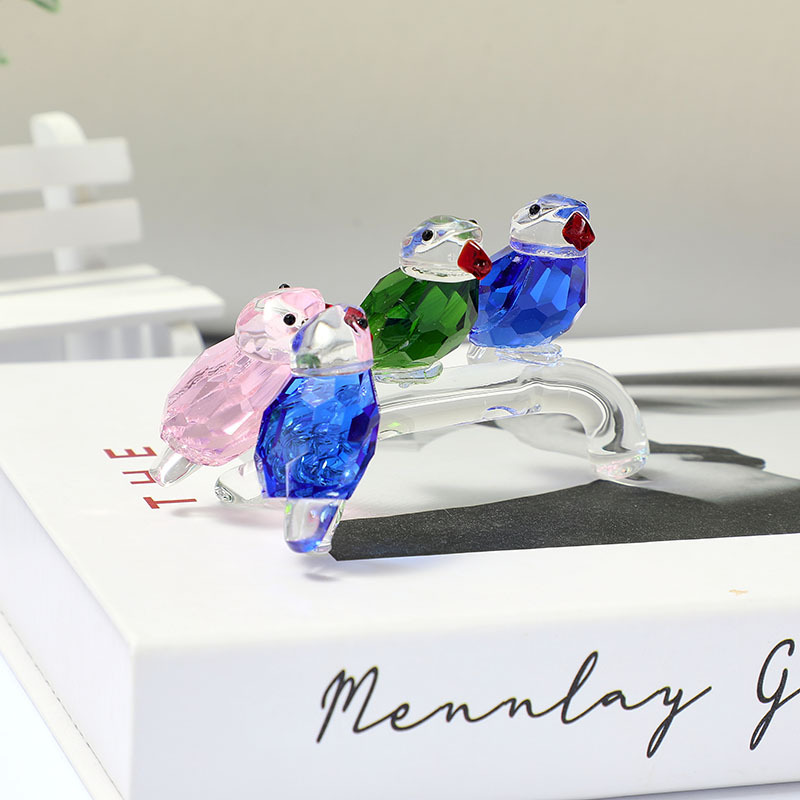 Handmade Blue Crystal Bird Figurine Collectible