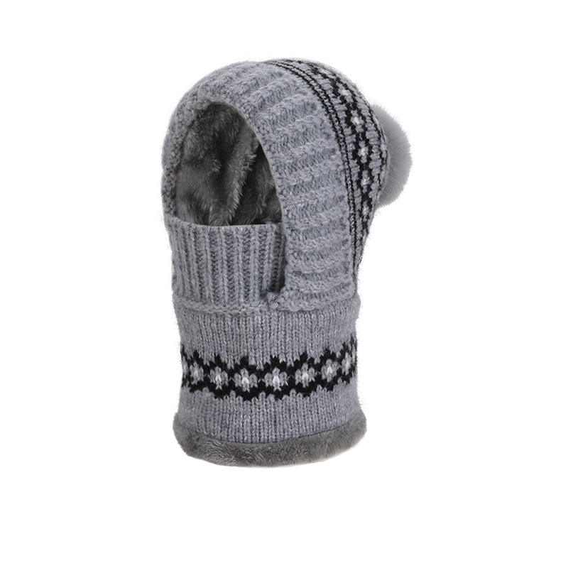 Women's Winter Knitted Hat with Face Mask & Neck Warmer