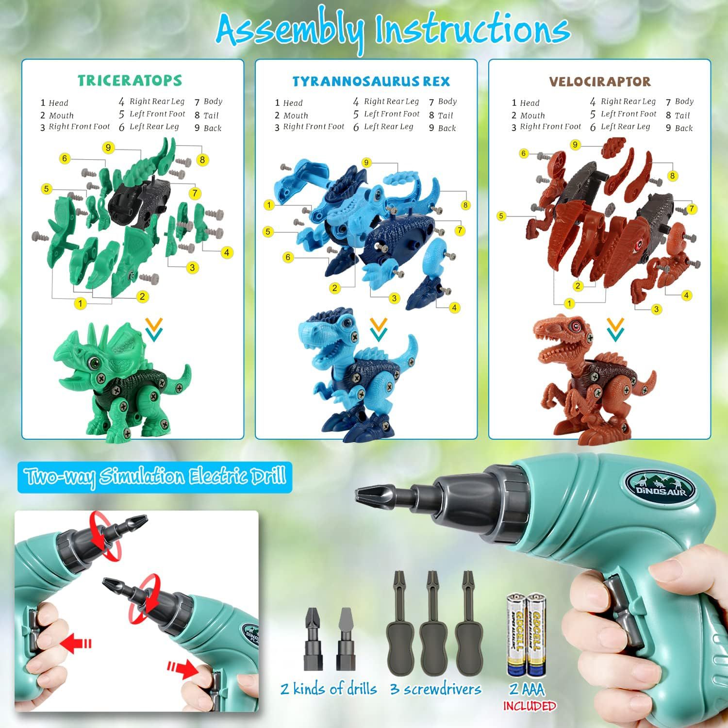 Dinosaur Building Toddler Drill and Screw Toys