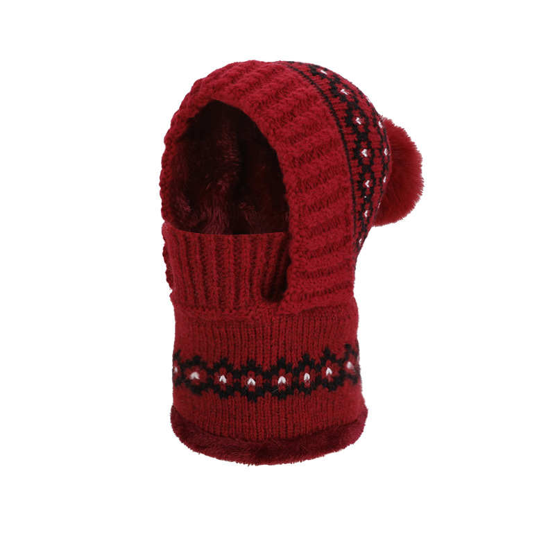 Women's Winter Knitted Hat with Face Mask & Neck Warmer