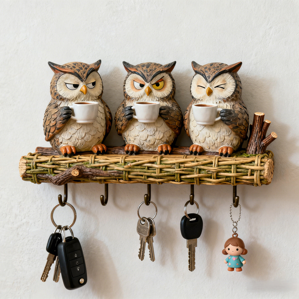Coffee Owl Key Hook