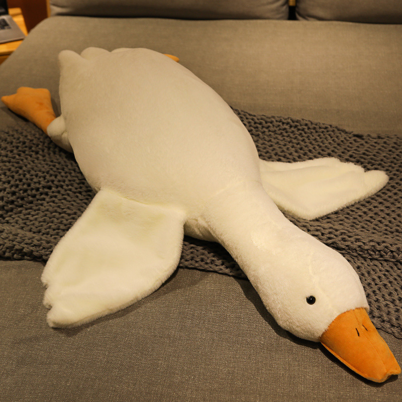 Large Plush White Duck Dog Toy with Realistic Goose Pattern
