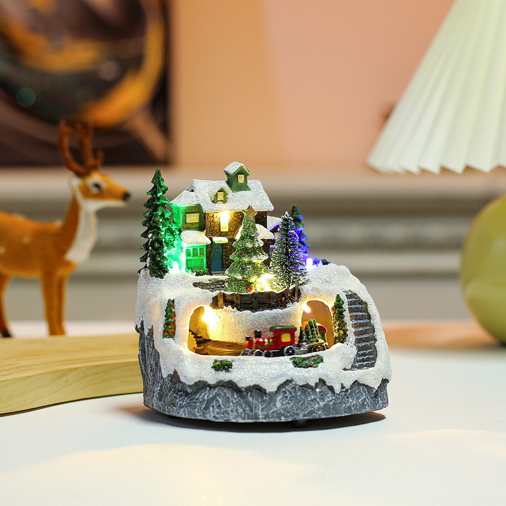 🎅 Christmas Igloo Electric Light Train Music Box Christmas Decorations🎉