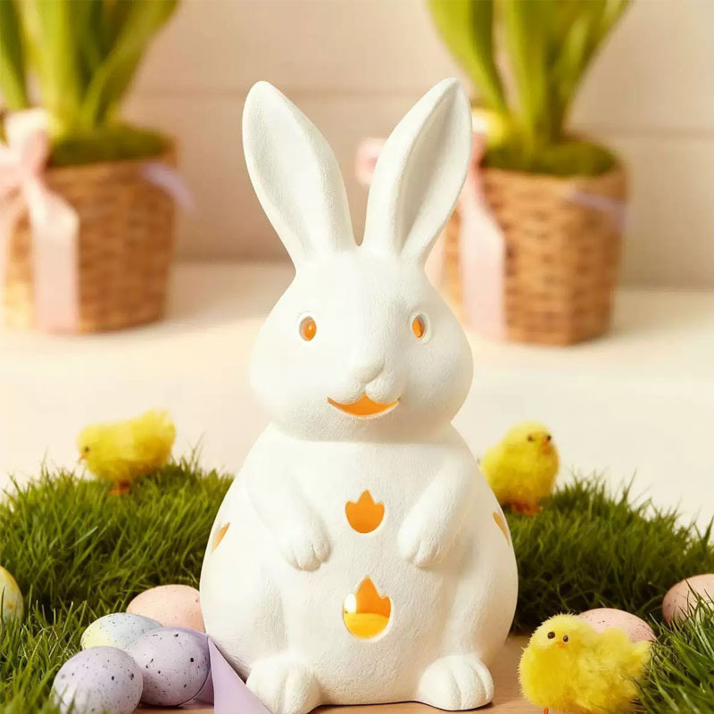 🐰🕯️ Easter Hollowed Rabbit Candle Holder – Free LED Candle Included! 🐣✨