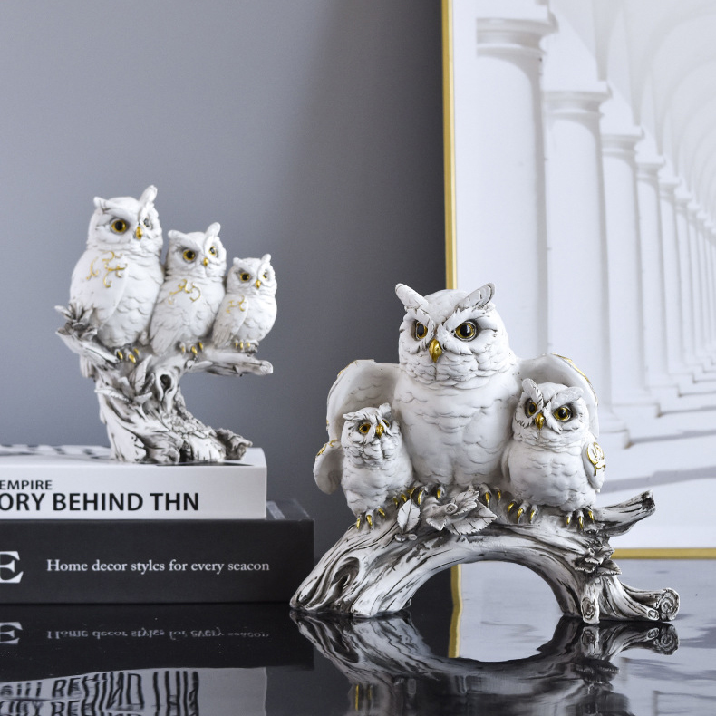 Modern Creative Owl Statue Resin Crafts Ornaments