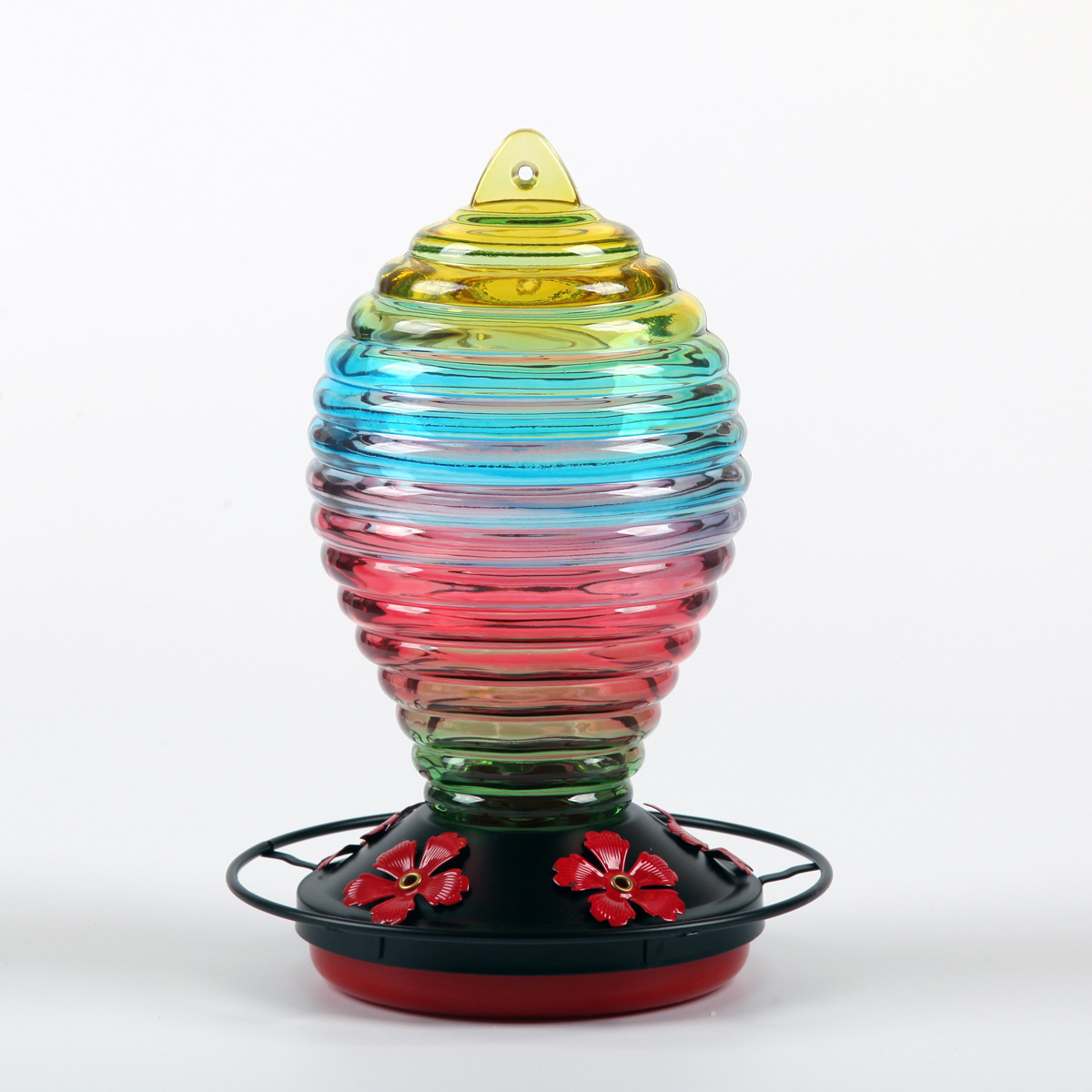 Hand Blown Glass Hummingbird Feeder